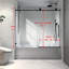 Porte de douche noire matte 6063 -, poulies en acier inoxydable 304 de 70 mm, nettoyage nano facile, fonction de fermeture en verre trempé