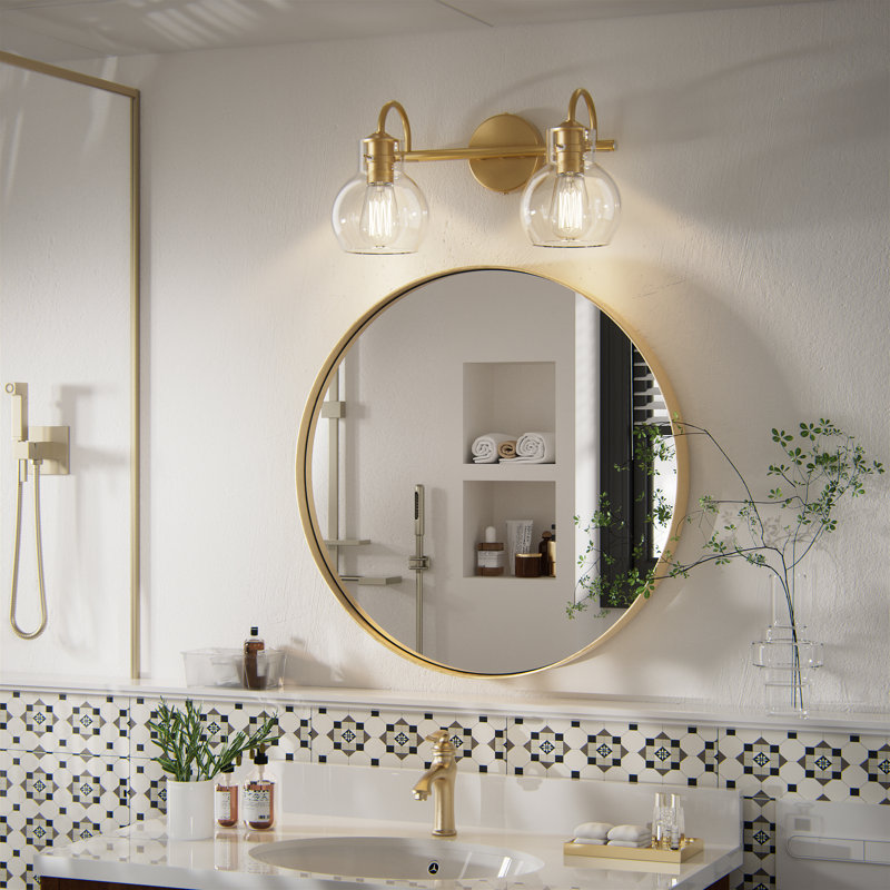 Zeline Light Dimmable Bathroom Vanity Lights with Clear Shade Vanity Light Fixture, Gold, 2