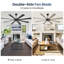  60 po Ventilateur de plafond 8 pales à double face noir et bois flottant avec télécommande DC, noir mat-487715751-487715745-487715746