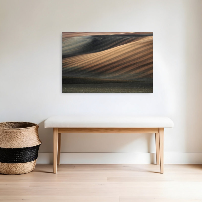 Golden Hillside Patterns Abstract Peaceful Serene Horse Landscape Nature Wall Art Print 1 Piece Wrapped Canvas Wall Art