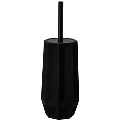 Acento Octagon Holder Metal  Removable Plastic Liner Tall Toilet Brush in Soft Touch Black