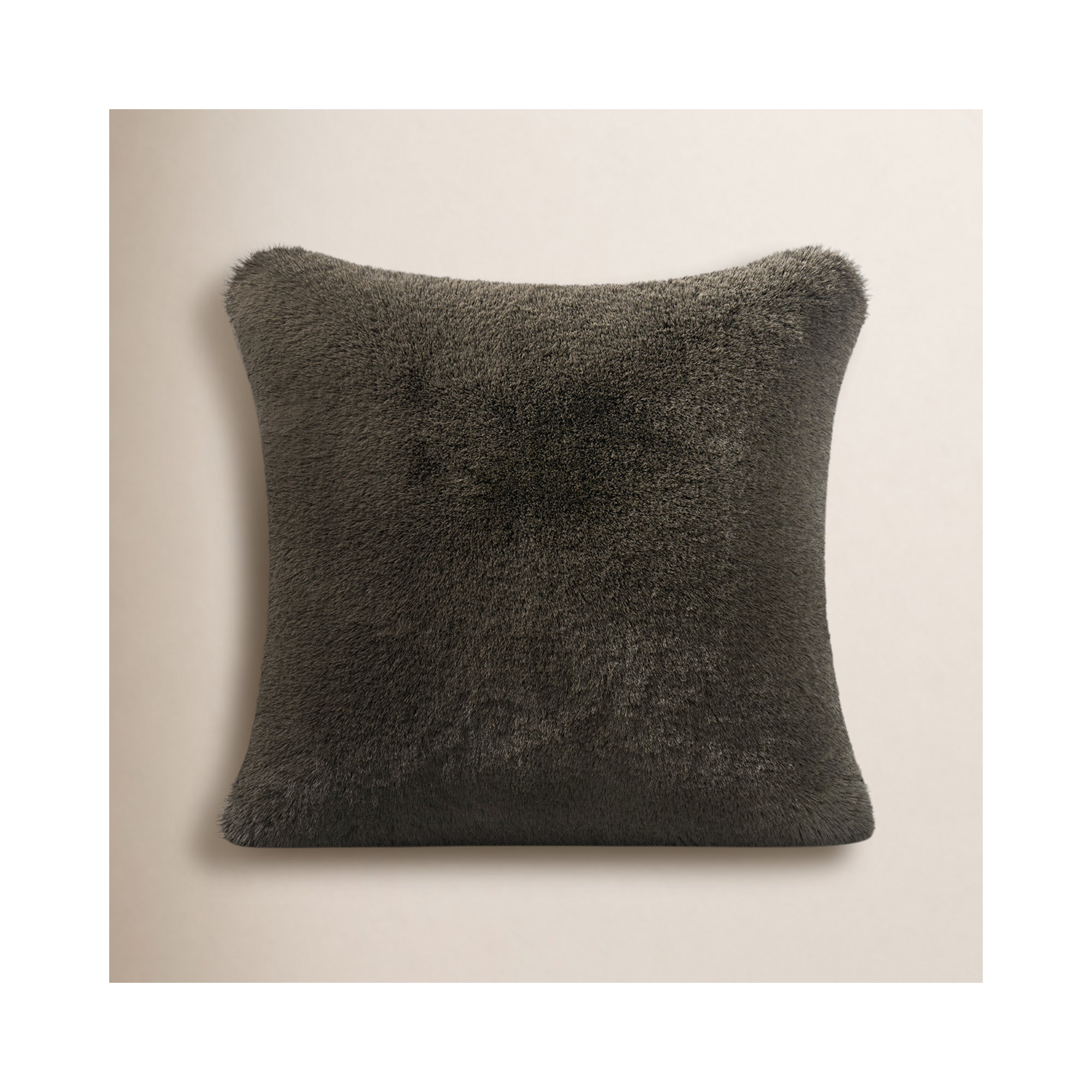 Luxury Soft Faux Chinchilla Fur Throw Pillow Cover 1 Pack, 20”x20”, Birch Mink, Square 20"