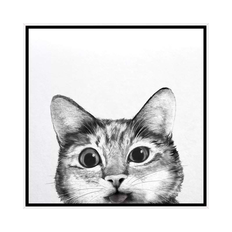 « idiote chat », reproduction sur toile, H 12 po x l 12 po x P 1,5 po, Pas de tapis, Toile avec cadre blanc
