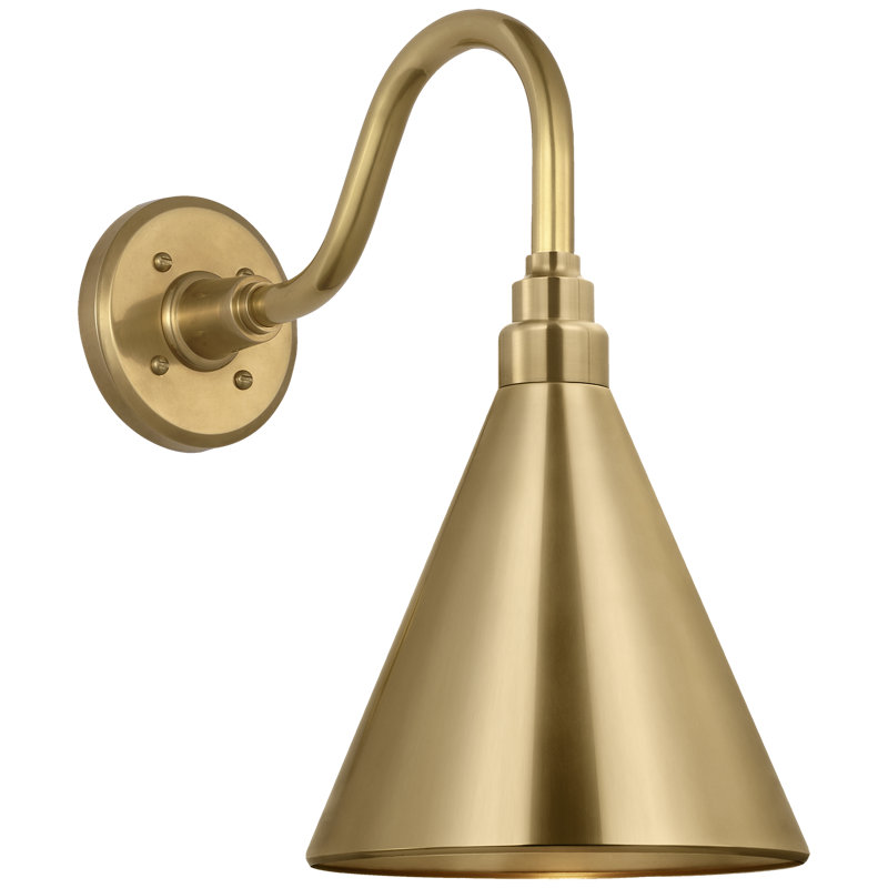 Thomas O'Brien 1 - Light Outdoor Barn Light, Hand-Rubbed Antique Brass, Hand-Rubbed Antique Brass, 15.5" H x 9" W x 15" D