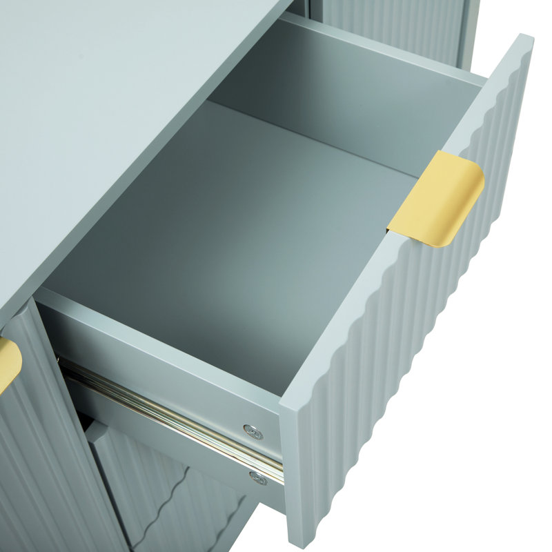 Storage Console Table With Soft-Close Doors, Cyan