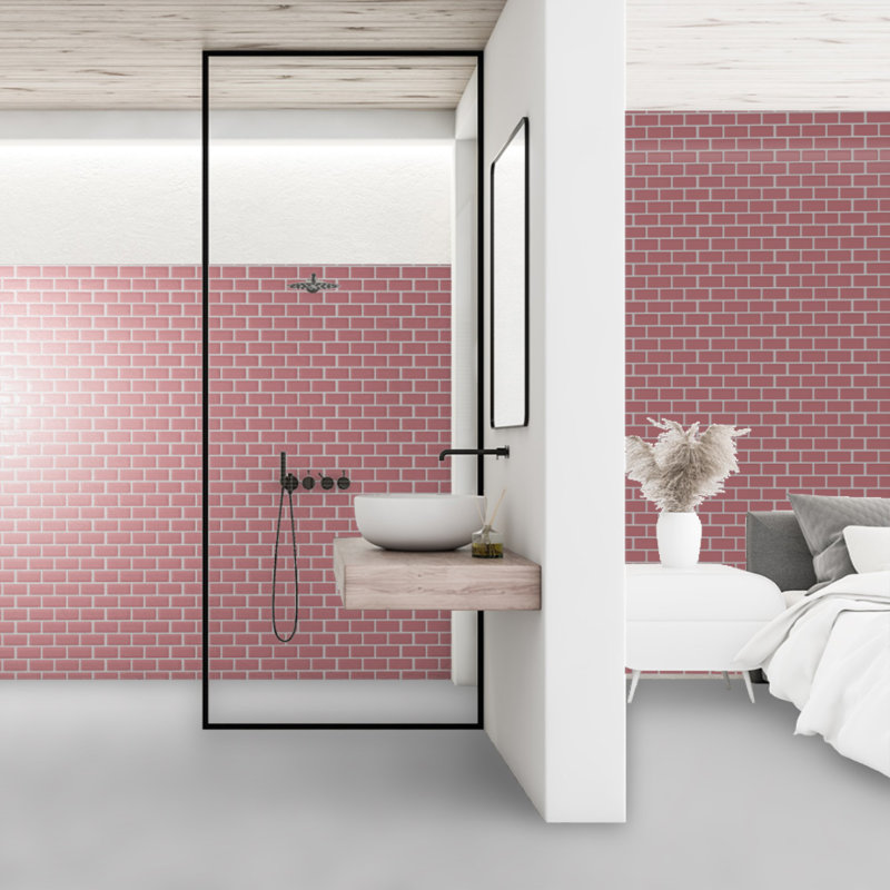 Torch Song 2'' W x 4'' L Glass Tile Mosaic Sheet, Pink