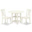 Ensemble de salle à manger 3 pièces comprenant une table de cuisine ronde avec abattant et étagères et 2 chaises, 107 x 107 cm, blanc lin-2034454732-2044588481-2093195432
