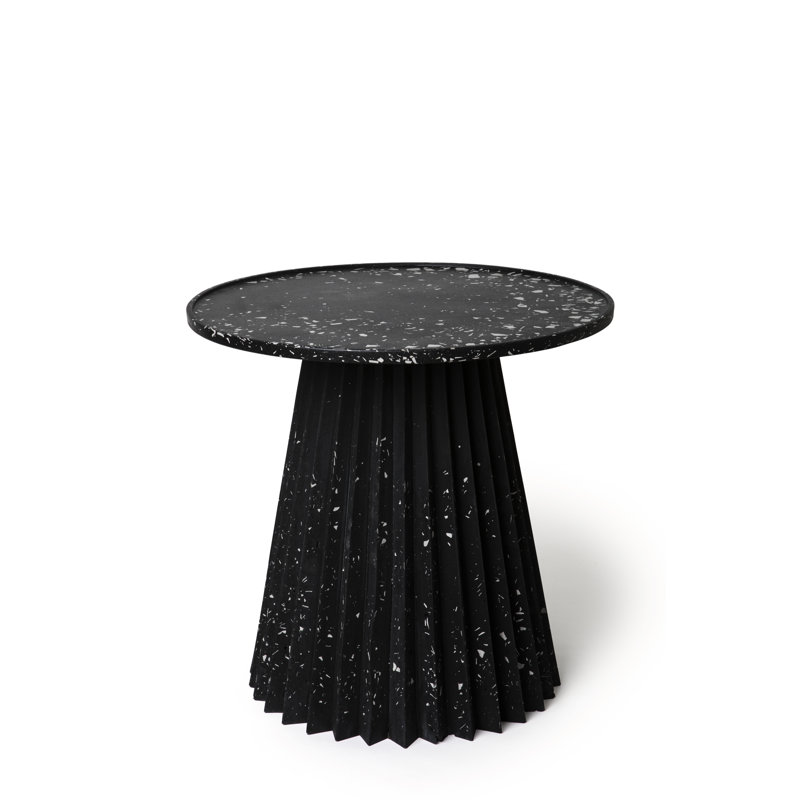MashT Terrazo Pedestal End Table, Black/White, 22" H x 24" W x 24" D