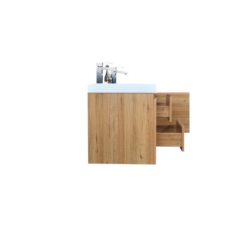 Ensemble de meuble-lavabo double mural de 59 po Mitul, Chêne naturel