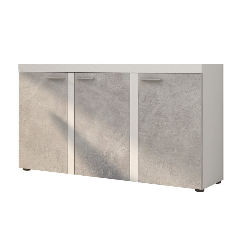 Nikolov 149 cm W Chest of Drawers, White/Light Concrete