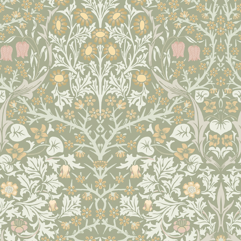 William Morris At Home SS24 Floral Wallpaper Double Roll, Sage