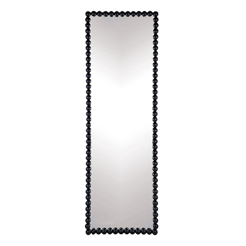 23" X 72" Full Length Mirror With Metal Beaded Frame, Rectangular Oversized Mirror For Living Room Bedroom, Black