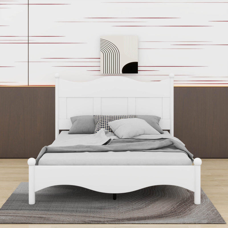 Grand lit plateforme en bois au design élégant, lit plateforme de style rétro