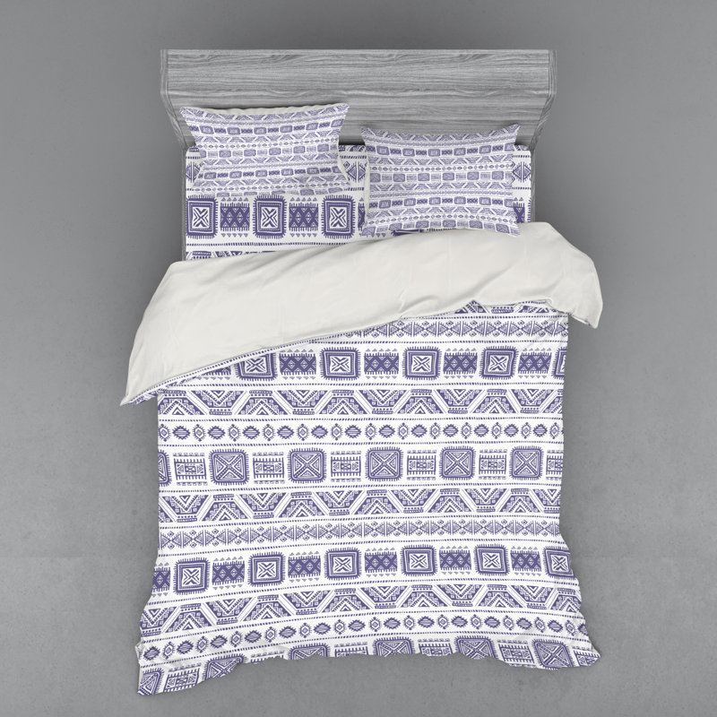Eclectic Polyester Geometric Shapes Duvet Cover, Queen Duvet Cover + 3 Additional Pieces