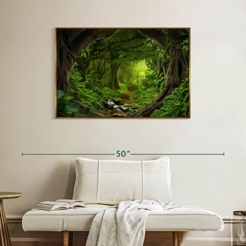 Jungle tropicale du sud-est asiatique, Cadre flottant doré, 40 po x 27 po