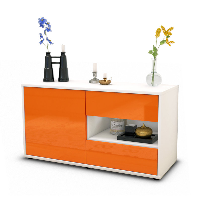 Dallin 92cm W 2 - Drawer Chest of Drawers, High-gloss Orange / Matte White