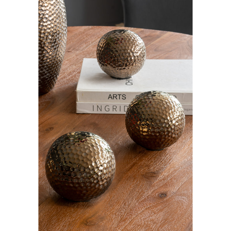 Orbes décoratifs S / 3 D4x3,5 avec finition bronze texturé