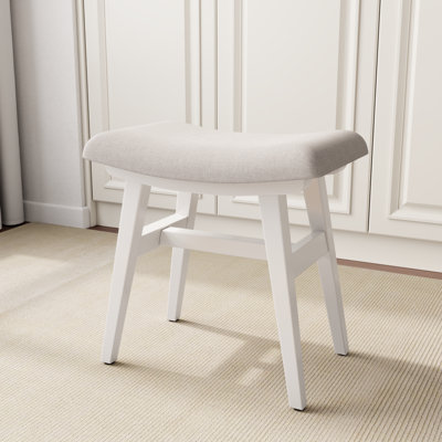 Tabouret de coiffeuse en bois massif avec coussin de selle, siège éponge à rebond élevé, fauteuil de maquillage facile à assembler