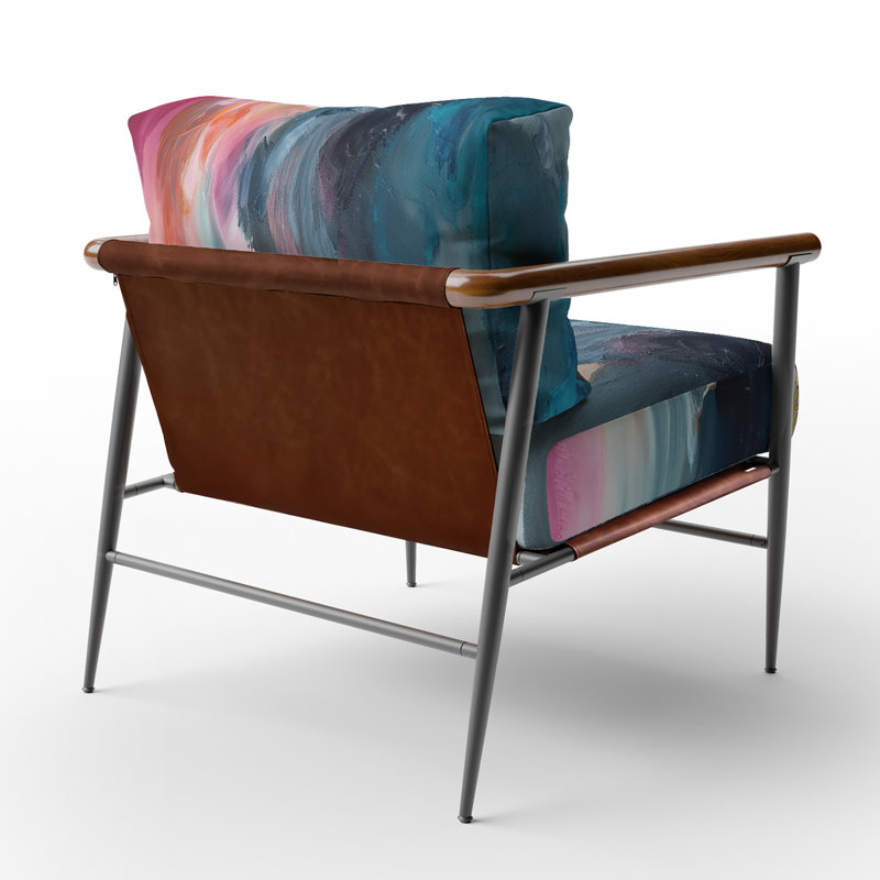 Fauteuil d'appoint bleu et rose Spatula Abstract, Noir