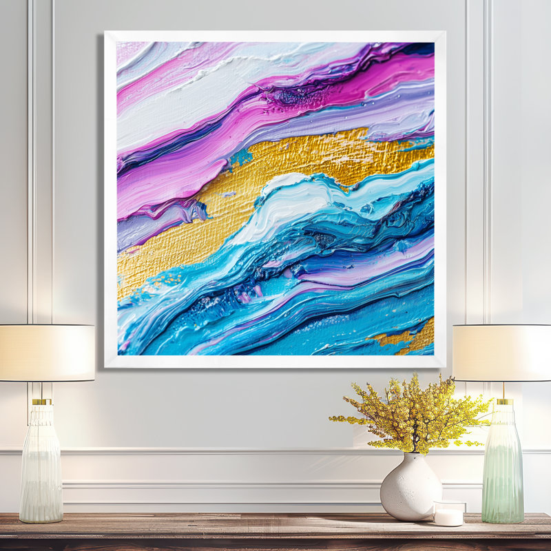 Abstrait vagues lavande de l'inconnu - Art mural abstrait grand, H 36 po x l 36 po, Reproduction encadrée d'une seule photo