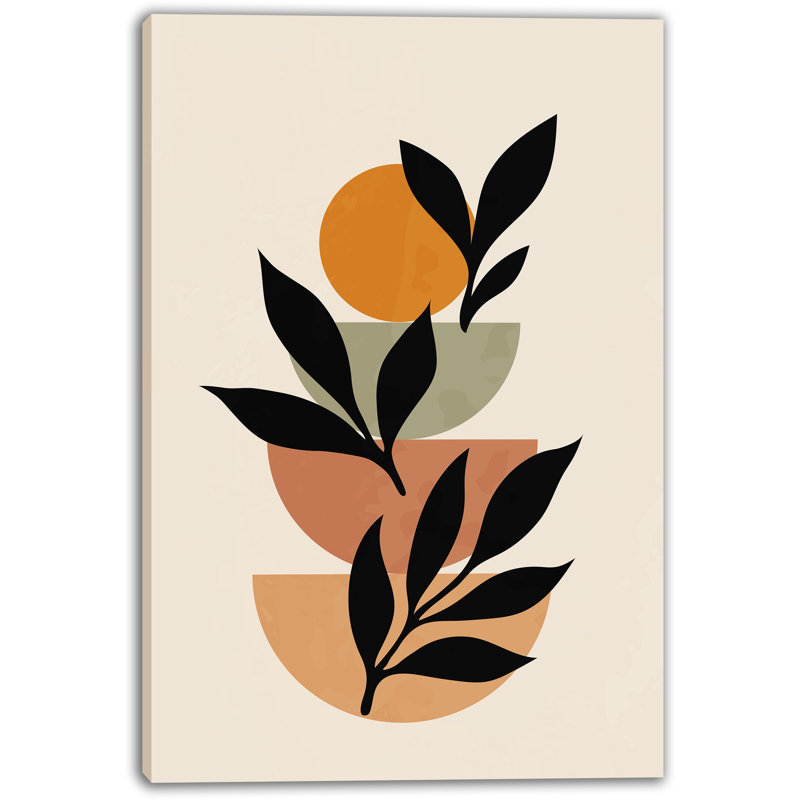 Boho Botanical Abstract Canvas Wrapped Wall Art, 24" H x 16" W x 1.5" D