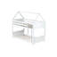 Lit simple superposé au-dessus du plancher, bois d'hévéa blanc avec garde-corps et têtes de lit-968732886