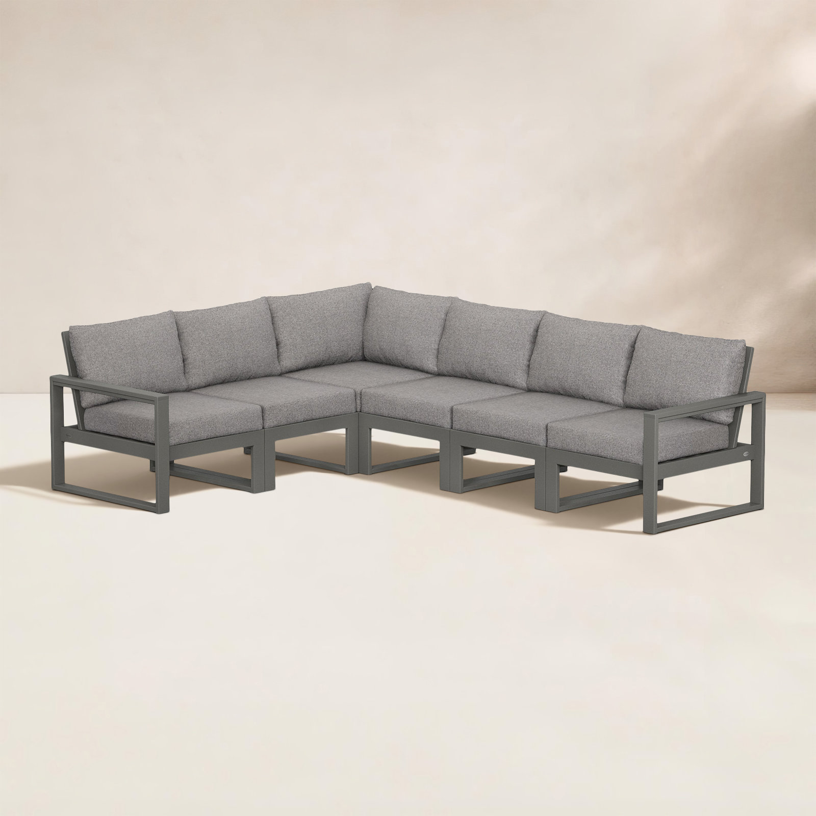 POLYWOOD® Edge 111" Patio Sectional, Grey Mist 1, Slate Grey 1