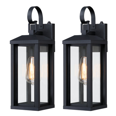 Dusk To Dawn Large Exterior Wall Lights 2pack 17 Black Outdoor Wall Porch Lights Sconces With Tempered Glass Waterproof Exterior Lighting Fixtures