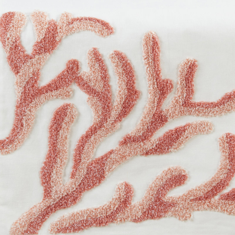 Seaside Embroidered Coral Table Runner