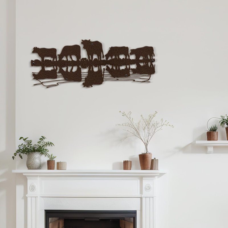 Wall Decor Metal, 12" H x 36" W x 0.05" D, Bronze