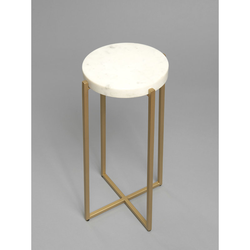 Table de bout en marbre avec pieds croisés