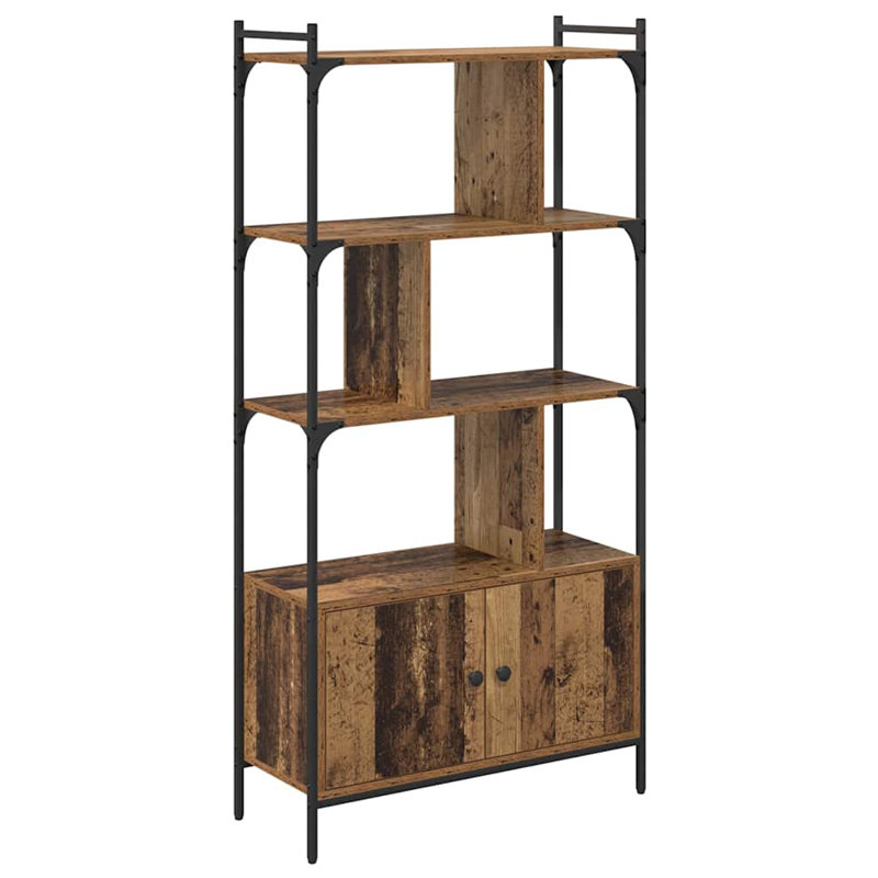 Bookcase with Doors Book Shelf Storage Shelf Organiser Engineered Wood, Old Wood