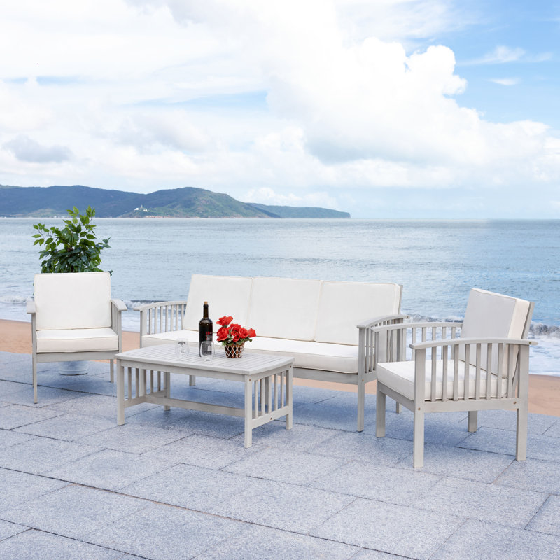 Alderico 5-Piece Solid Acacia Wood Seating Group with Cushions