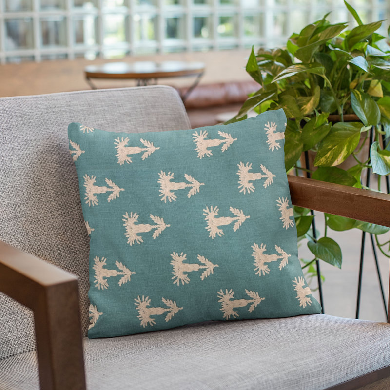 Coussin décoratif en Damas Growth, 22 po x 22 po, bleu