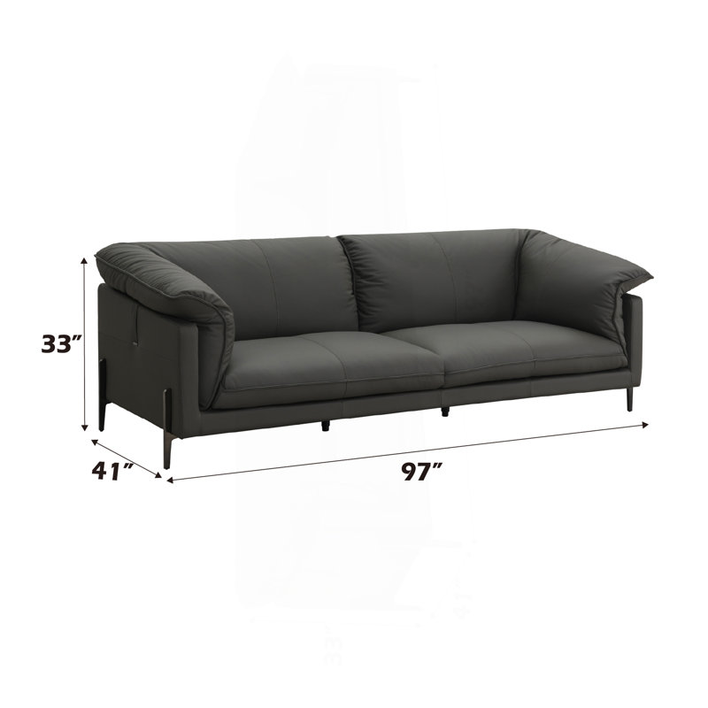Black Top Grain Leather Sofa
