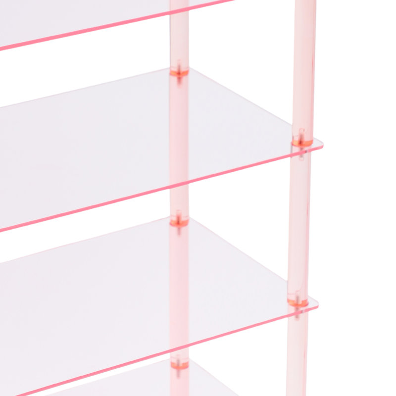 8 Tiers Tall Rectangular Acrylic Floorstanding Shoe Rack Shoe Storage Shelf For Entryway Pink Clear, Pink Clear