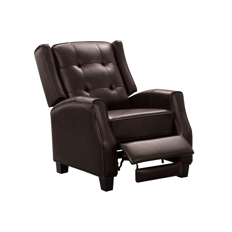 Fauteuil inclinable en cuir, bleu marine, Cuir véritable brun