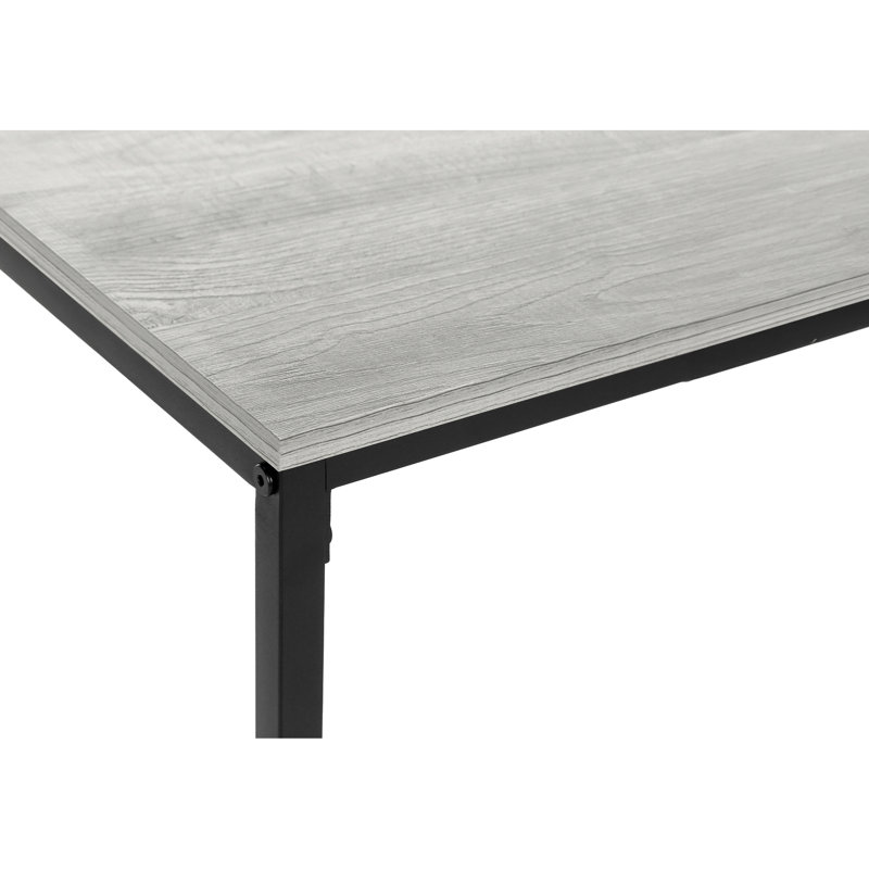 Console de salon rectangulaire de 40 po en L, stratifié gris, métal noir, longueur 40 po, structure contemporaine en métal