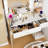 39.4" Wide Makeup Vanity Set With Stool & 3 Modes Adjustable Brightness Light