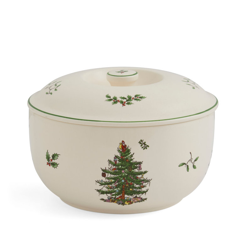 Spode Christmas Tree 1 Quart Round Casserole Dish with Lid - Thumbnail 2