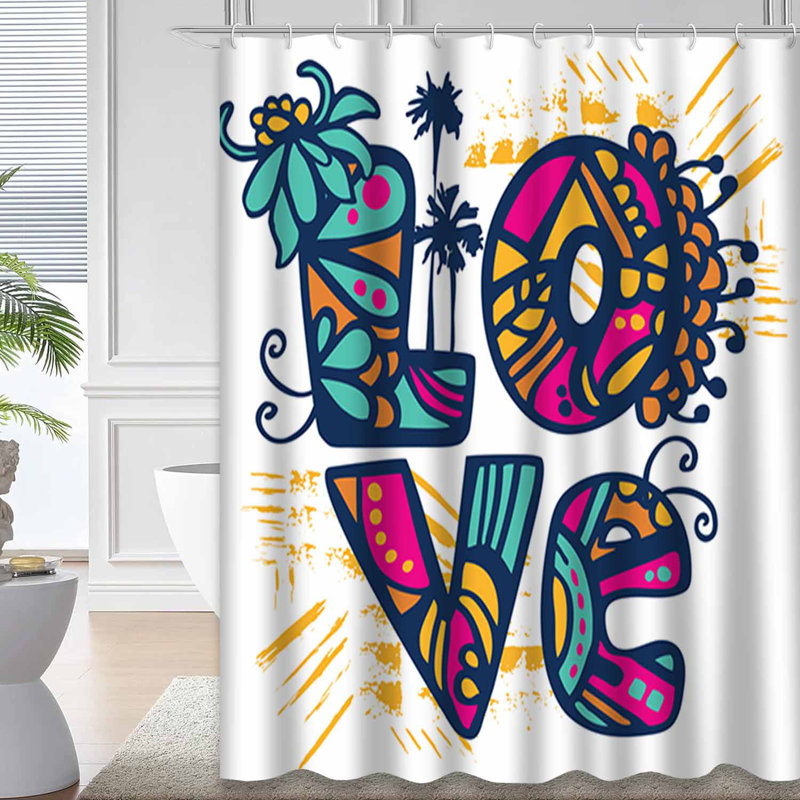 Rideau de douche imperméable avec 12 crochets SurfLove, L 72 po x l 78 po