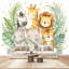 Peler et coller le papier peint tropical, animaux, aquarelle, bébé, éléphant, lion, zèbre, girafe, art mural, adhésif et amovible