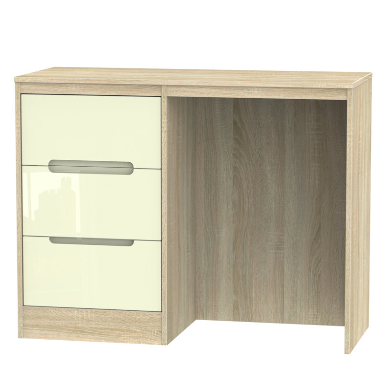 Fully Assembled Grety Dressing Table, Cream Gloss/Black