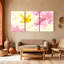 Oiseaux, oiseaux jaunes, fleurs roses, ensemble de 3 impressions sur toile-1790492131