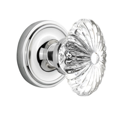 Classic Rosette with Oval Fluted Crystal Door Knob