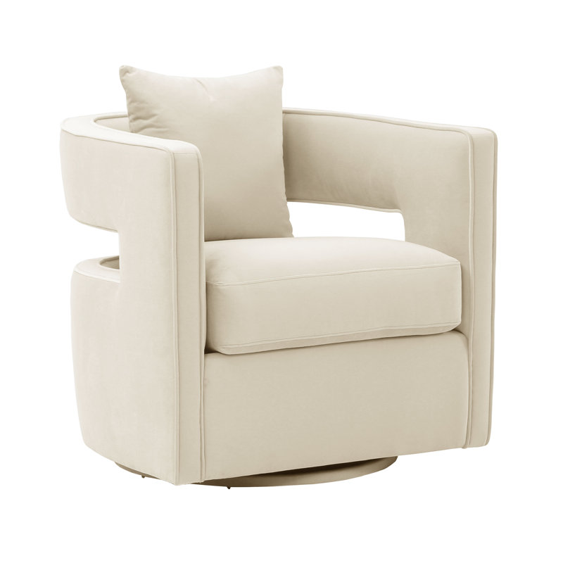 Kennedy Velvet Swivel Chair, Cream