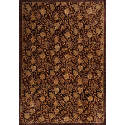 Tapis unique en laine noué à la main brun / beige de 6 pi x 8 pi