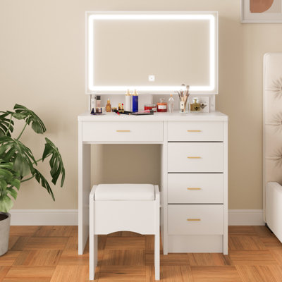 Vanity Desk With Mirror And Lights