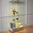 Modern Glass Display Cabinet With Large Drawers,Quick-Assembly Antique Cabinet With LED Lights,Empered Glass Bookshelf,2-Door Storage Case With 4 Shelves For Living Room And Bedroom,White And Natural-386424753