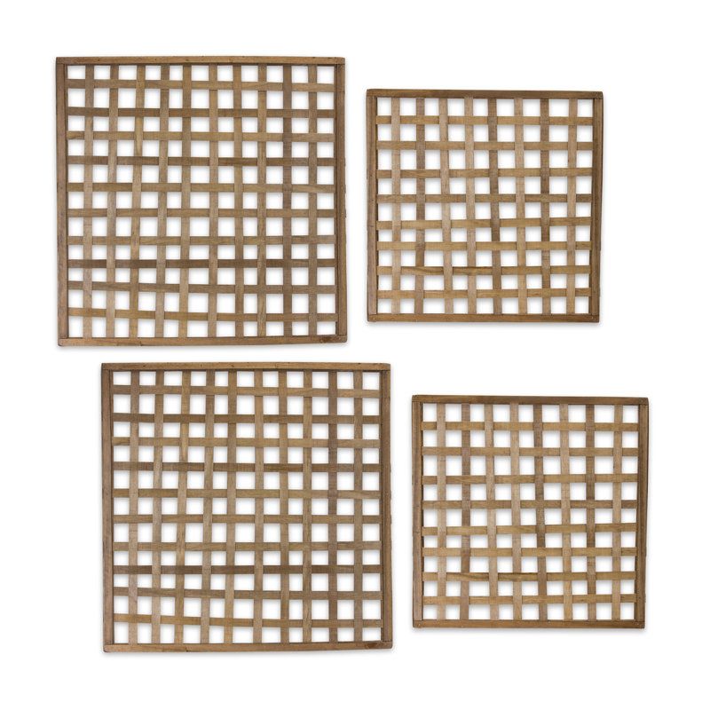 Natural Woven Wood Wall Hanging Set in Rustic Brown